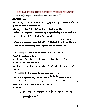 Bài tập Phân tích đa thức thành nhân tử